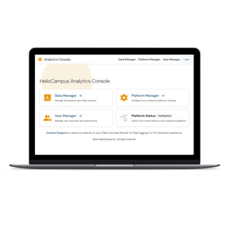 An image of HelioCampus Analytics Console on a laptop.