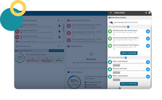 Image of Action Items and Alerts within the Planning &amp; Reporting Solution.