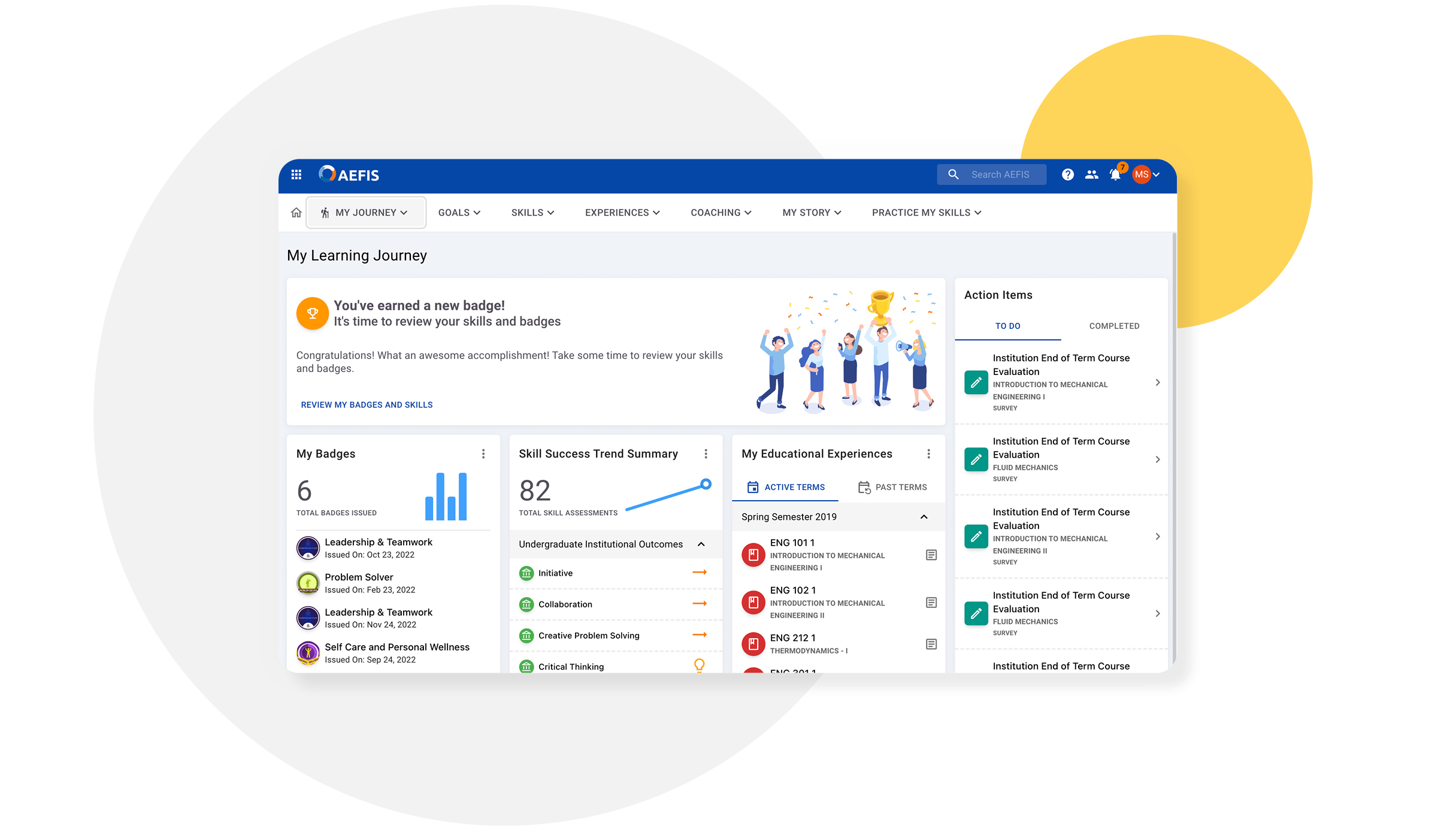 Screenshot of Student Learning Journey in HelioCampus Assessment platform