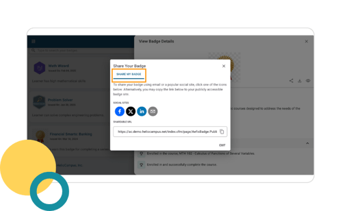 ID: Pop-up to Import or Validate Your Badge using a validation URL in HelioCampus Learning Journey.