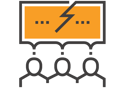 Abstract icon of experts conversing on a shared topic