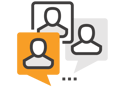 Abstract icon of peers represented by speech bubbles