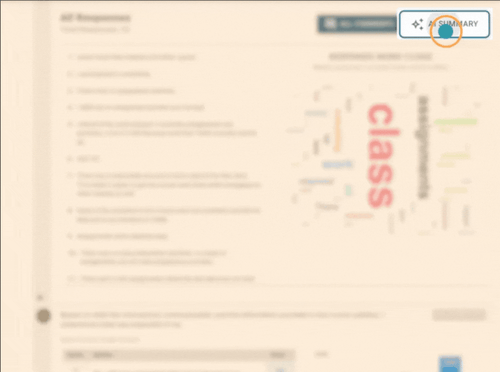 An animated image of our AI summarization from Course Surveys, part of HelioCampus 