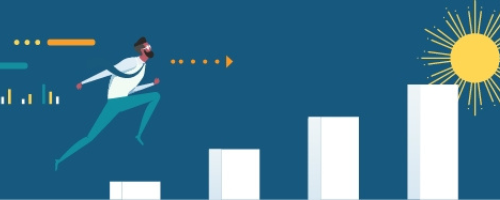 illustrated man climbing steps