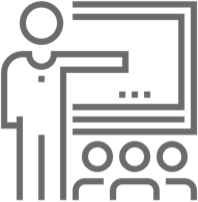 Icon of a presenter in front of a screen