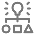 Icon of a light bulb and three symbols